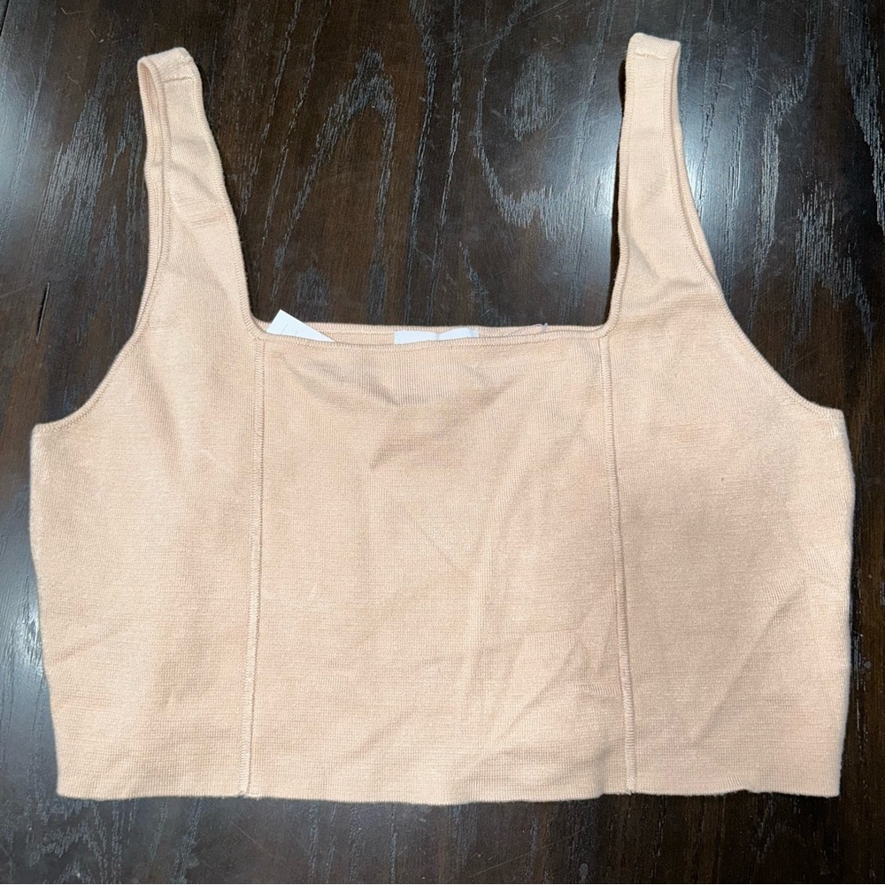 NWT HOUSE OF HARLOW 1960 beige crop top XL